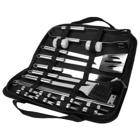 Stainless Steel BBQ Grill Tool Kit Grilling Utensil Accessories with Spatula Tongs Fork Knife Brush Pepper Salt Shaker Bottle Grilled Skewers Cor Stainless Steel BBQ Grill Tool Kit Grilling Utensil Accessories with Spatula Tongs Fork Knife Brush Pepper Salt Shaker Bottle Grilled Skewers Cor